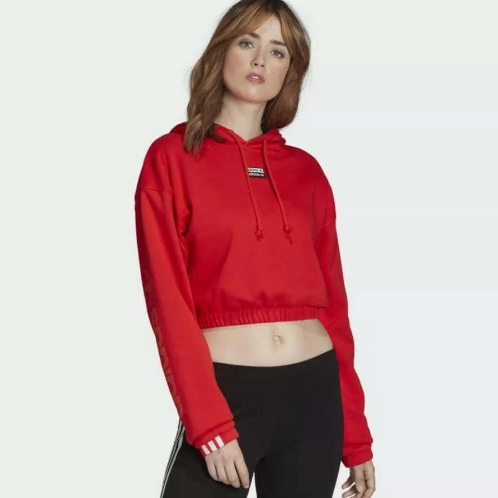 Adidas | Red Cropped Hoodie